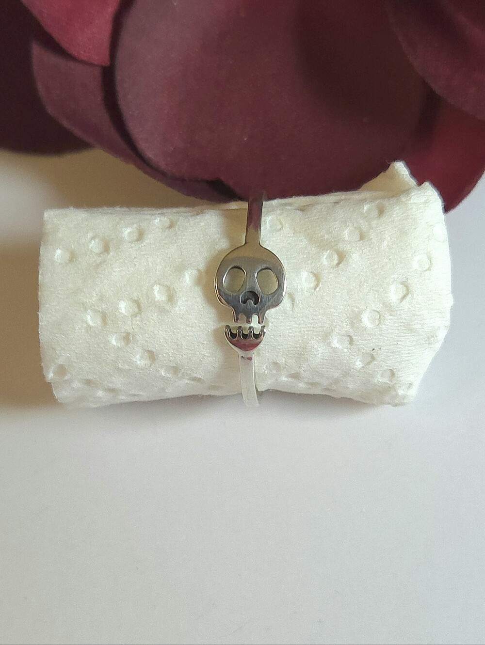 Sterling Silver Open Mouth Skull Ring Size 8 Marked 925 Mouth Opens & Shuts